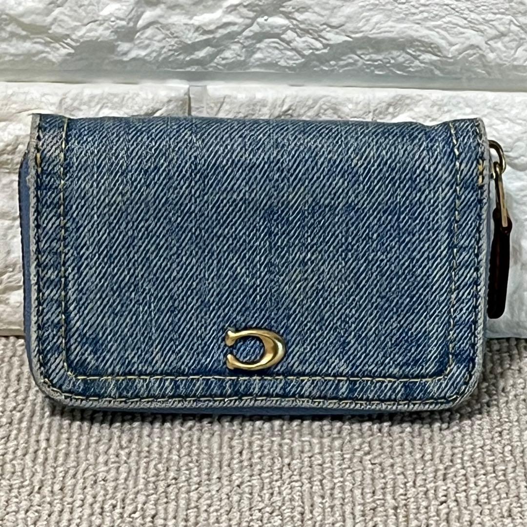 希少✨COACH コーチ デニム ケース 小銭入れ ブルー 財布 美品
