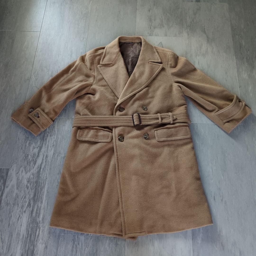 ウール ダブルブレスト ピーコート ベージュ