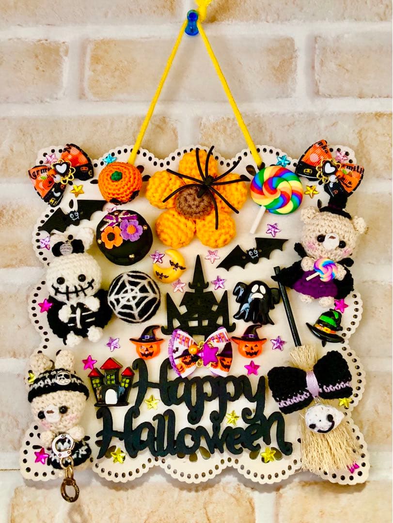 ハロウィンウッドプレート飾り　秋飾りプレート飾り　桜プレート飾り　3点