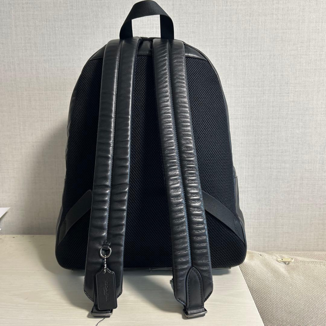 【正規品】COACH コーチ　レザー ストライプ　リュック　シグネチャー柄