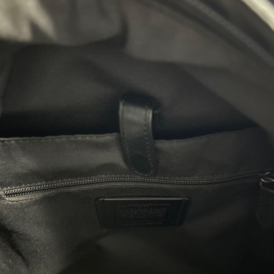 【正規品】COACH コーチ　レザー ストライプ　リュック　シグネチャー柄