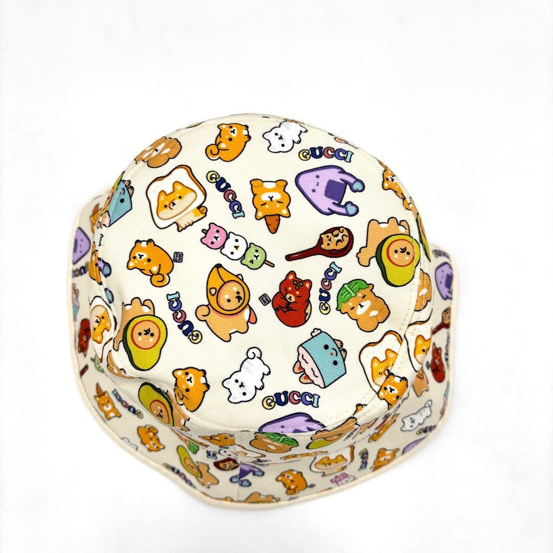 【未使用タグ付】グッチ バケットハット アニマルプリント XL アイボリー