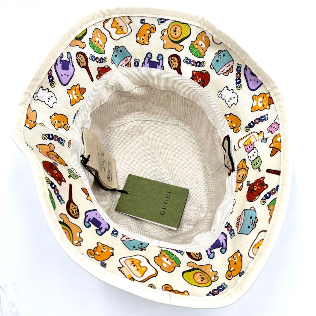 【未使用タグ付】グッチ バケットハット アニマルプリント XL アイボリー