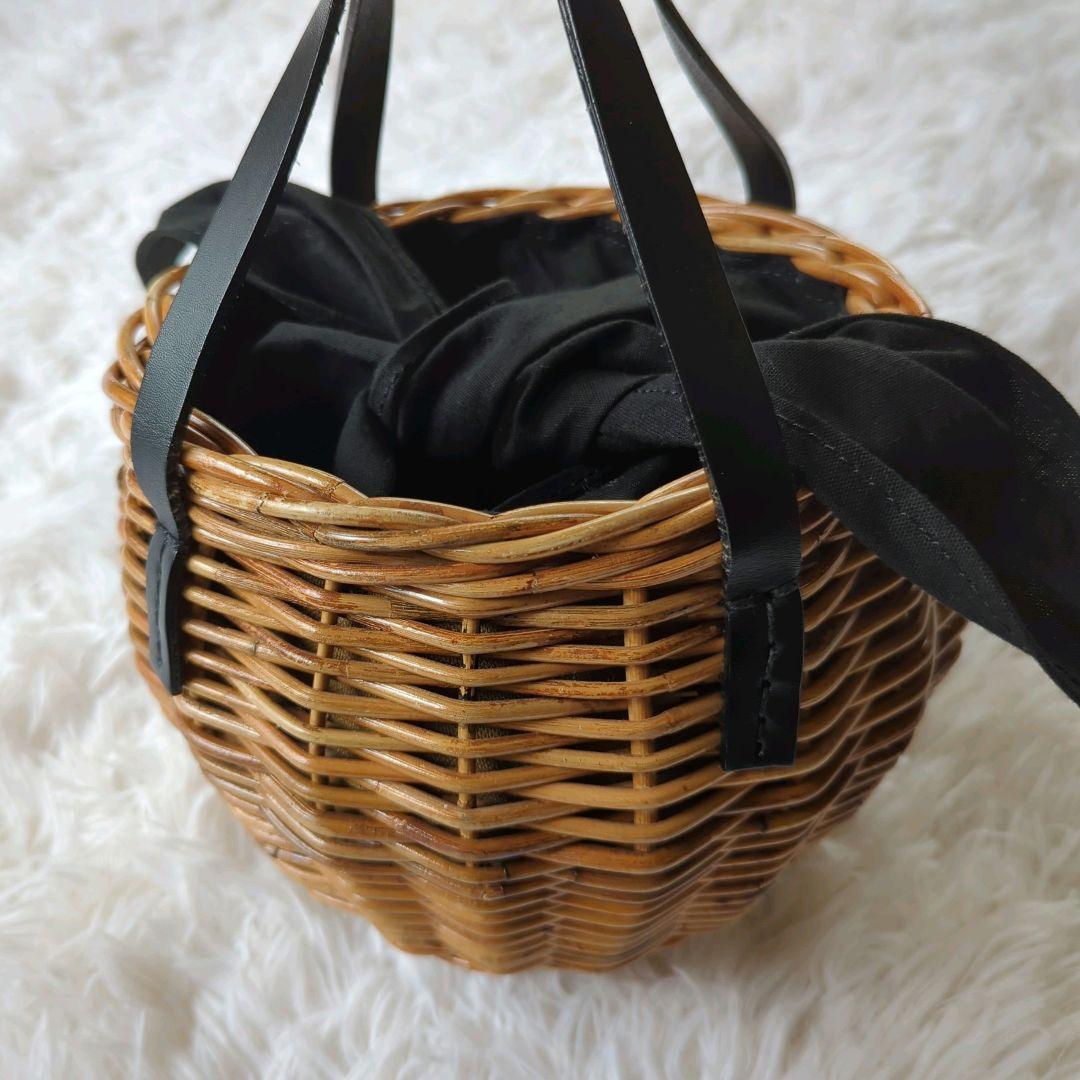 美品 バグマティ アラログ丸型バッグ カゴバッグ バスケット 本革使い