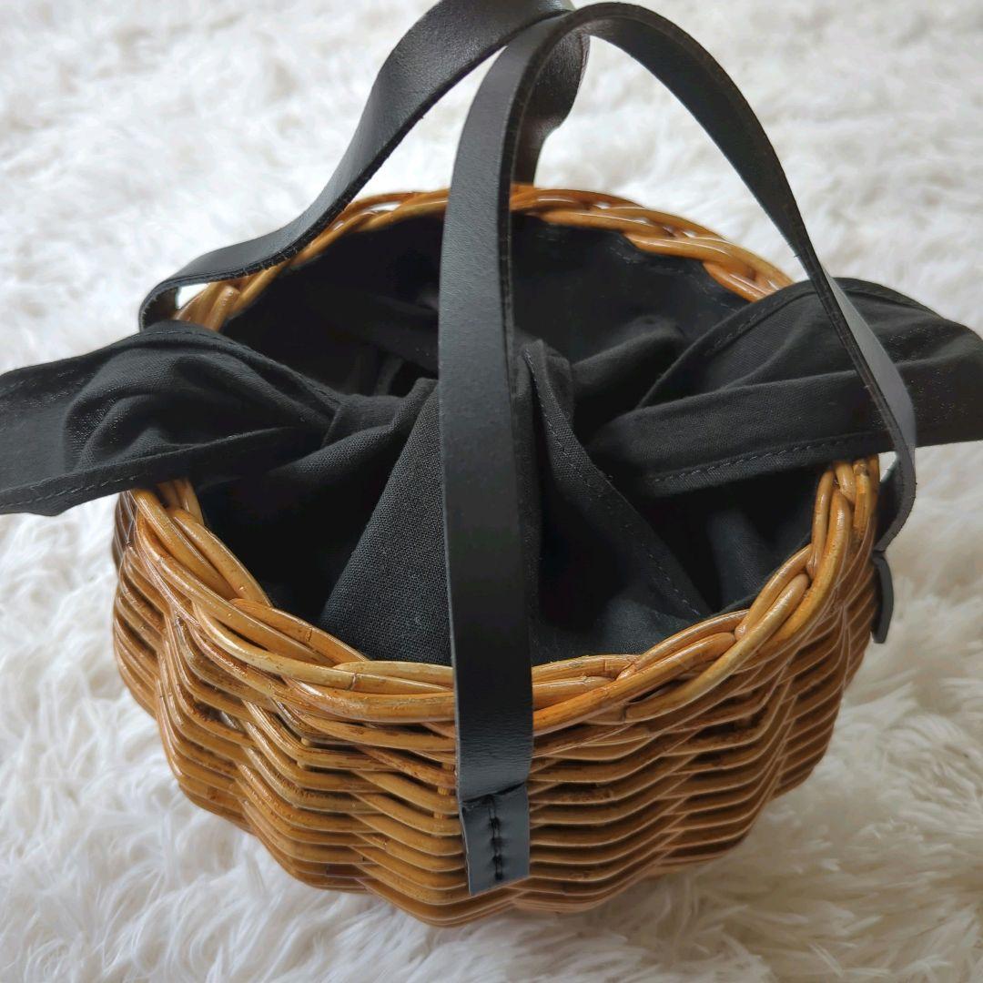 美品 バグマティ アラログ丸型バッグ カゴバッグ バスケット 本革使い