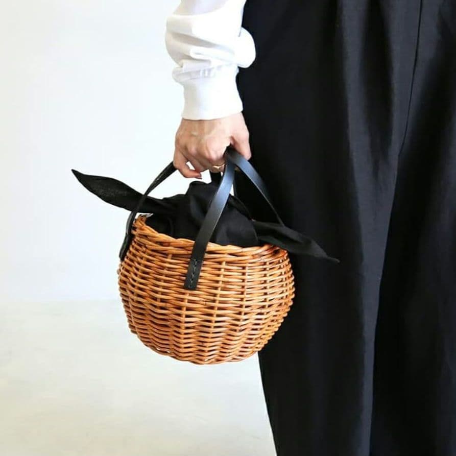 美品 バグマティ アラログ丸型バッグ カゴバッグ バスケット 本革使い