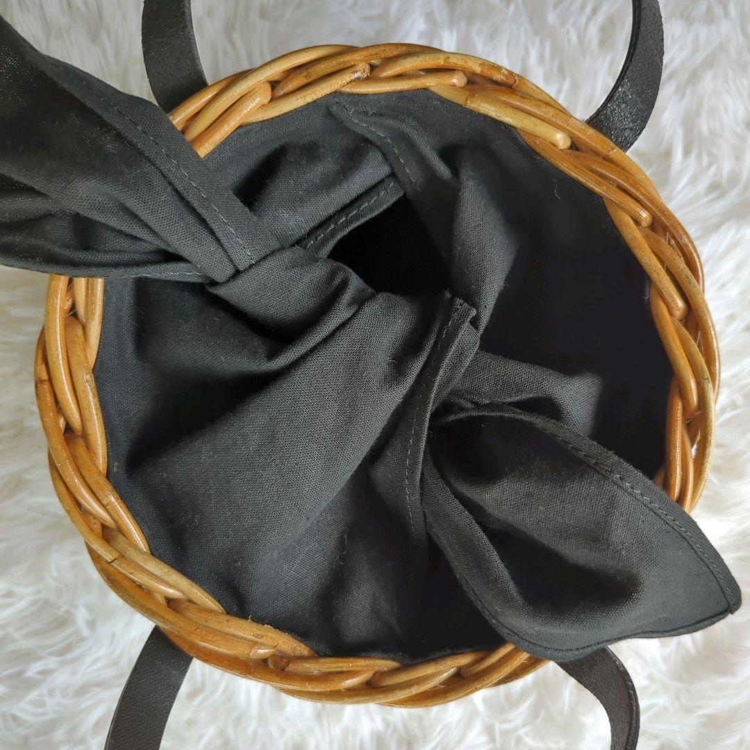 美品 バグマティ アラログ丸型バッグ カゴバッグ バスケット 本革使い