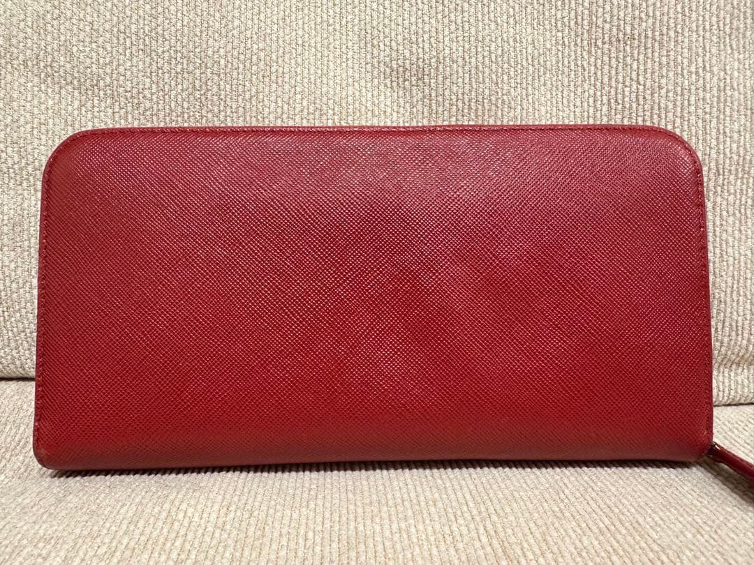 ★タイムセール★PRADA プラダ　ラウンドファスナー　長財布　赤　レッド