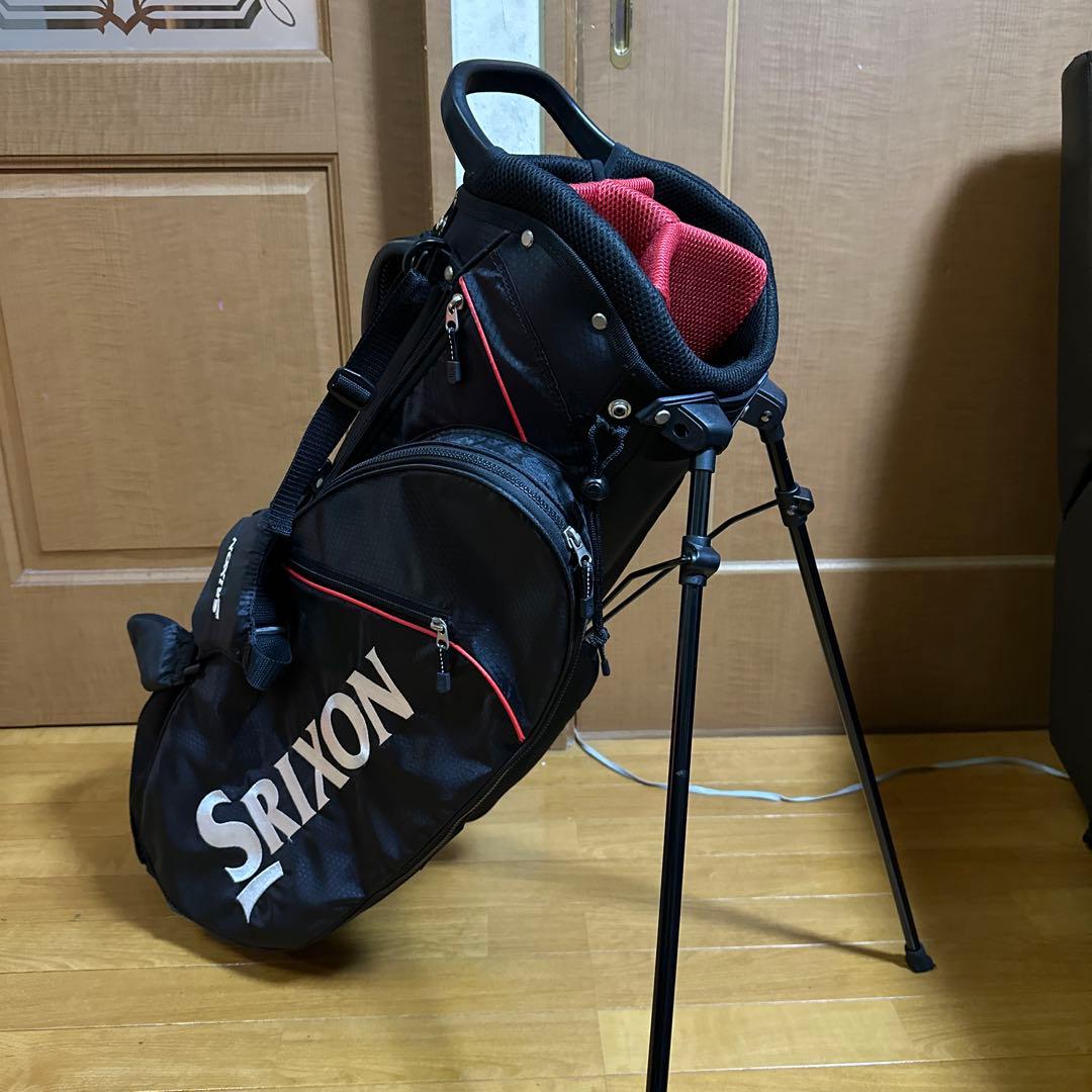 スリクソンスタンド式キャディバッグ9型フード付き＆ゴルフバッグセット品
