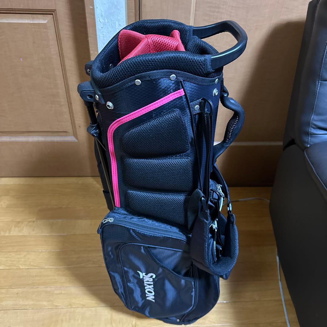スリクソンスタンド式キャディバッグ9型フード付き＆ゴルフバッグセット品