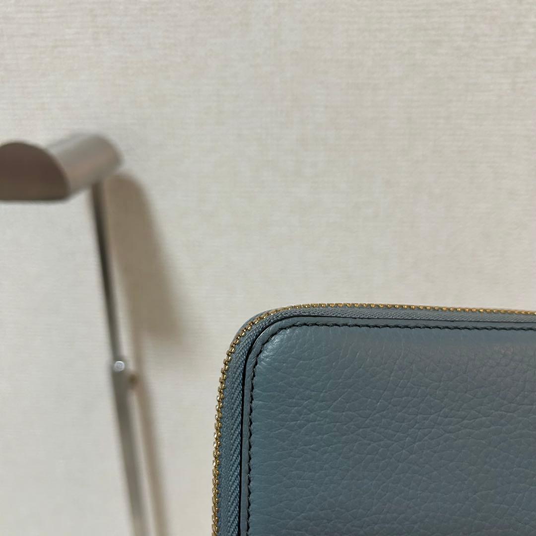 【美品✨アルファベット/ラウンドジップ】クロエ　長財布　ターコイズ　シボ革　金具