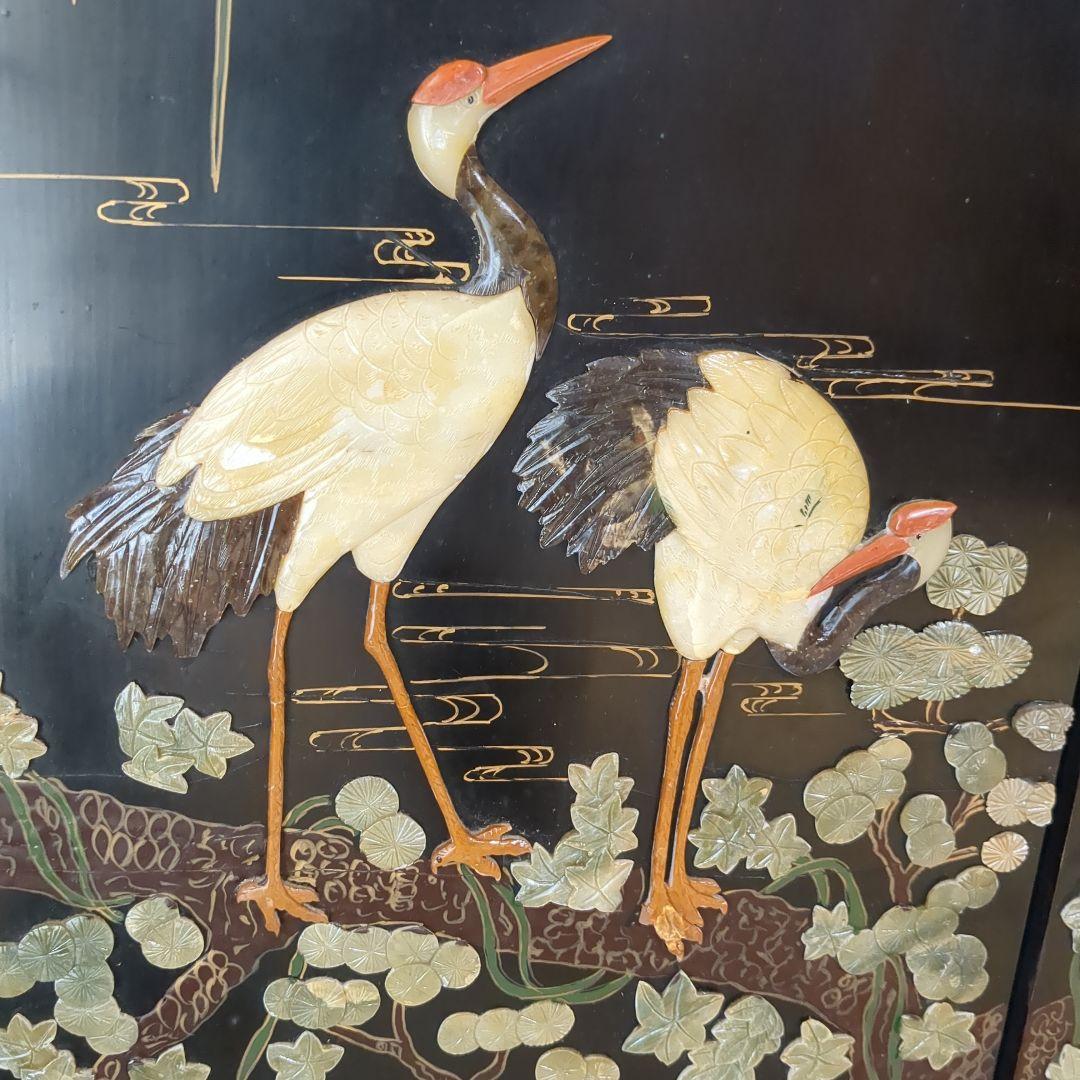 中国美術の螺鈿細工、 ４つ折り衝立