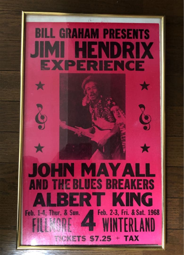[希少]ジミ・ヘンドリックス　1968USツアー　額装付きポスター