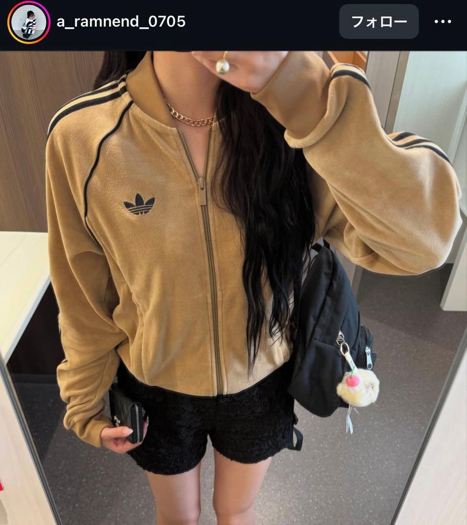新品M】adidas アディカラー ブラウン ベロア トラックトップ 風早ゆうた
