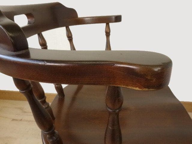 飛騨産業　キツツキ　穂高　アームチェアーB　イス　椅子　 木製　再塗装済ＵＳＥＤ