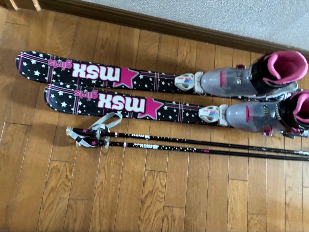 【女の子】スキー板　ストック ビンディング 4点セット 小学生用