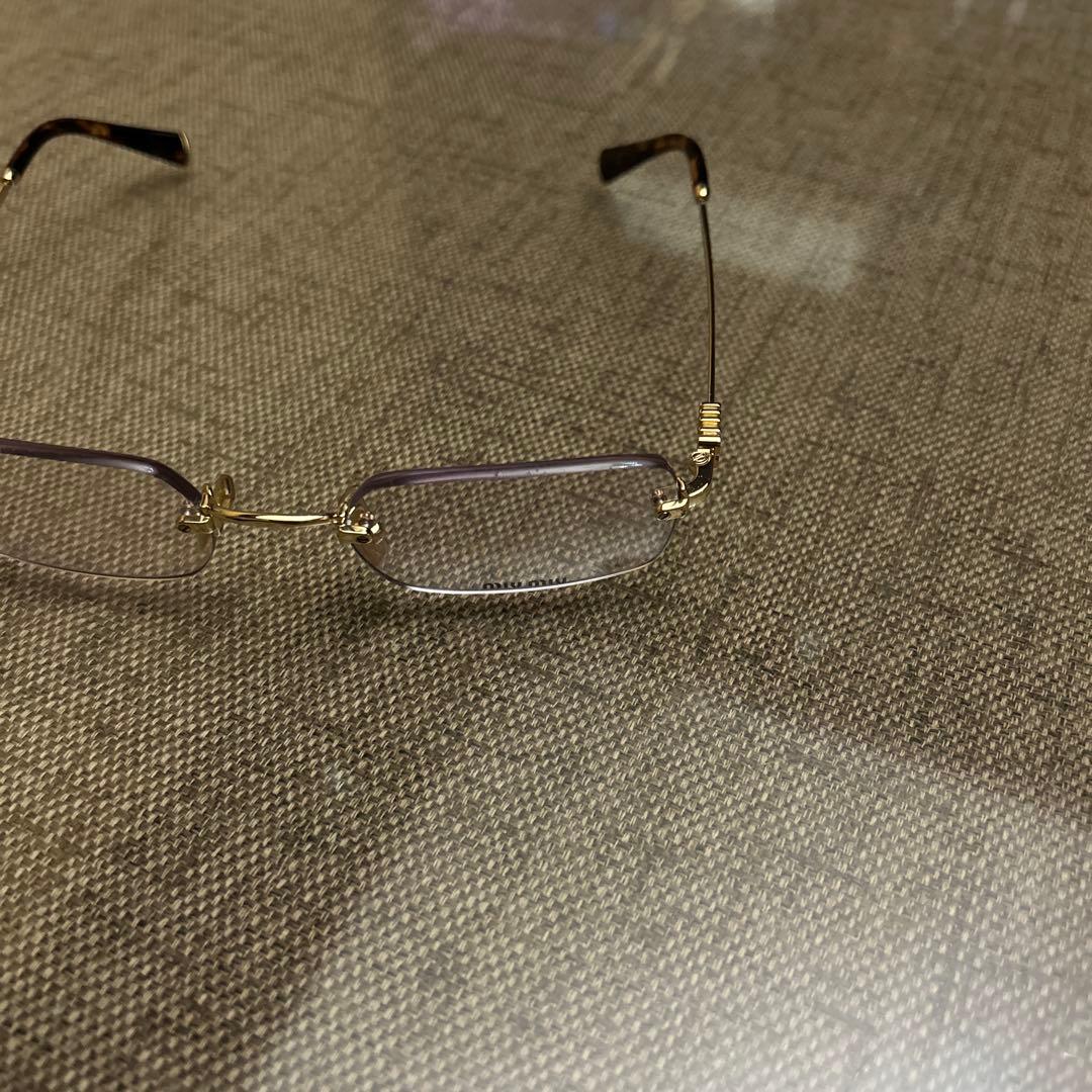 MIU MIU リムレス　リムレスメガネ　サングラス　ゴールド　ミュウミュウ