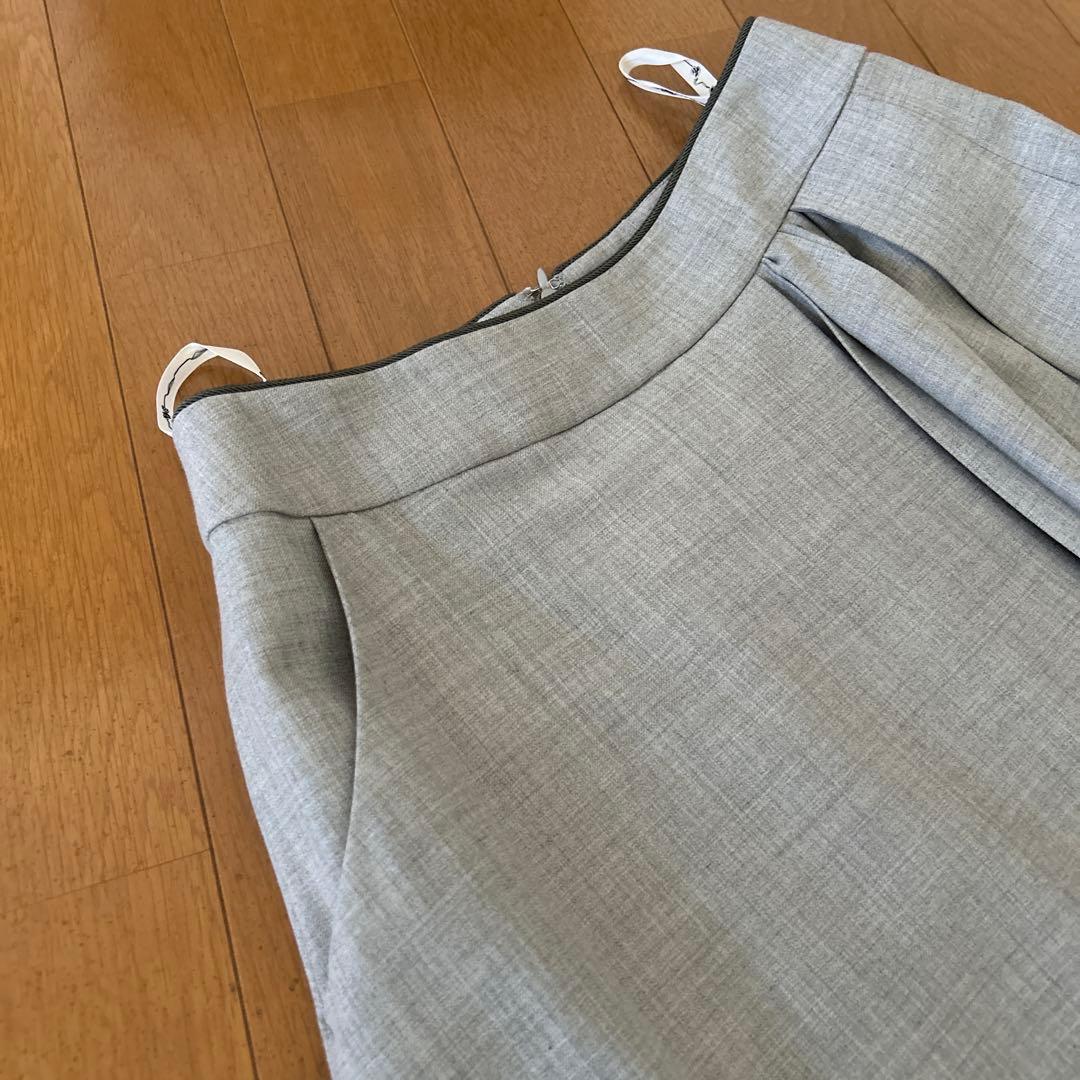 エフデ　ef-de グレー プリーツスカート　11号 スカート　巻きスカート