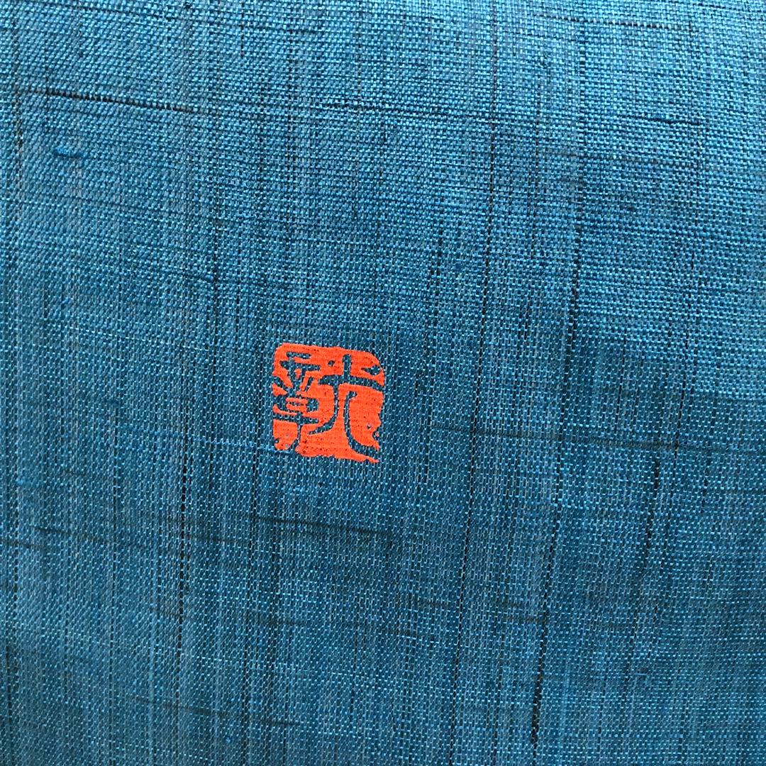 手染め手描き　小川光章作　麻　のれん　『花菖蒲』　鯉