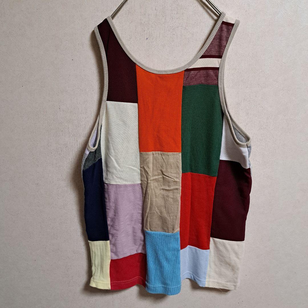 希少　70s　ラコステ　フランス製　刺繍ロゴ　パッチワーク　タンクトップ