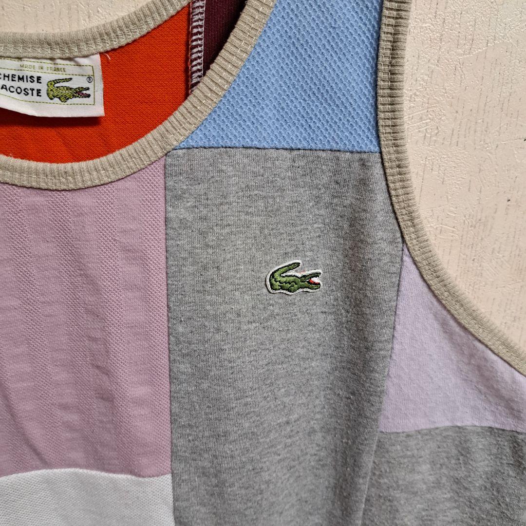 希少　70s　ラコステ　フランス製　刺繍ロゴ　パッチワーク　タンクトップ
