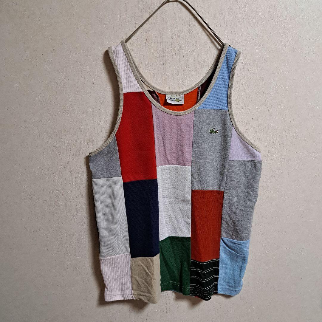 希少　70s　ラコステ　フランス製　刺繍ロゴ　パッチワーク　タンクトップ