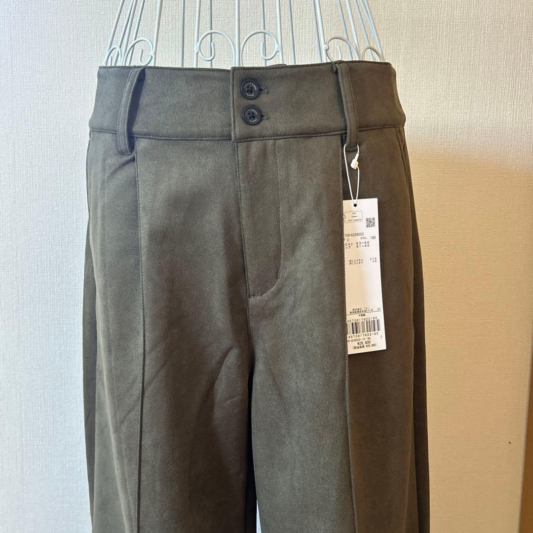 ★新品タグ付き★スウェードタッチスムースワイドパンツサイズ2★