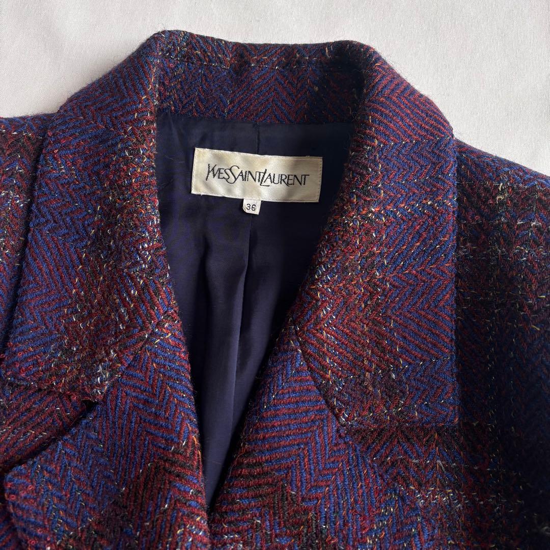 ジャケット・アウター 80s YVES SAINT LAURENT wool tweed jacket