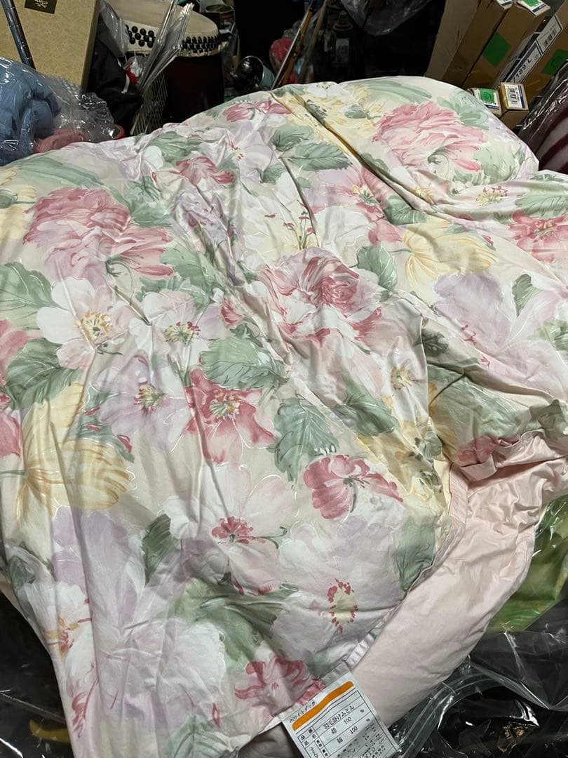 羽毛掛け布団 花柄　ピンク　150x210cm ダウン85% 1.4キロ