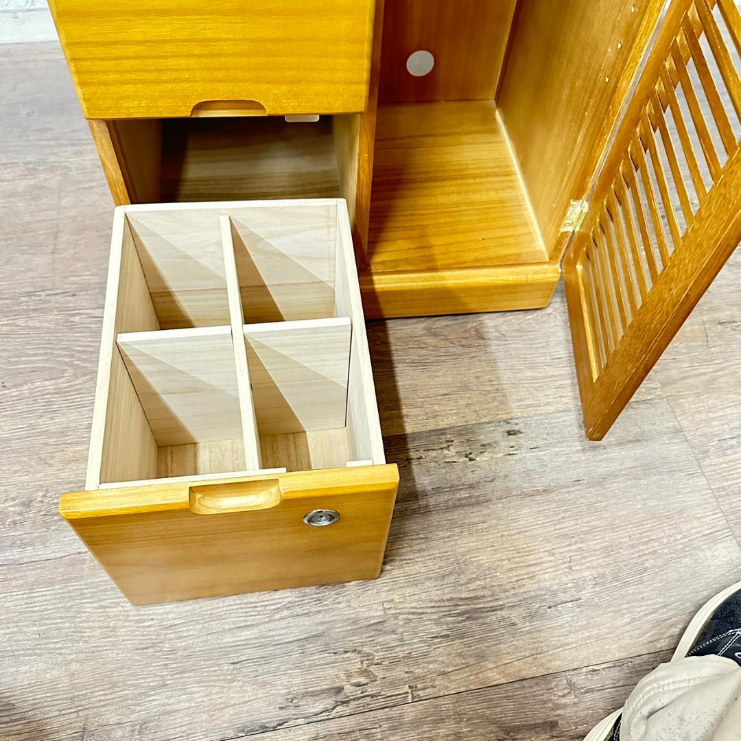 【新品・未使用】　FAX台　電話台　キャビネット　チェスト　鍵付き