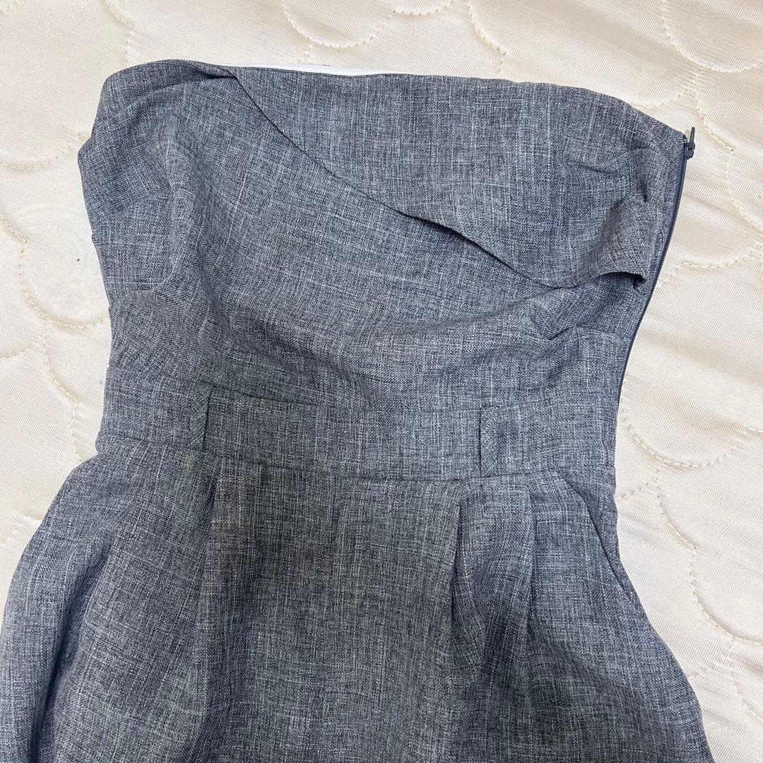 【 Party】ベルト付タックベアオールインワン　グレー