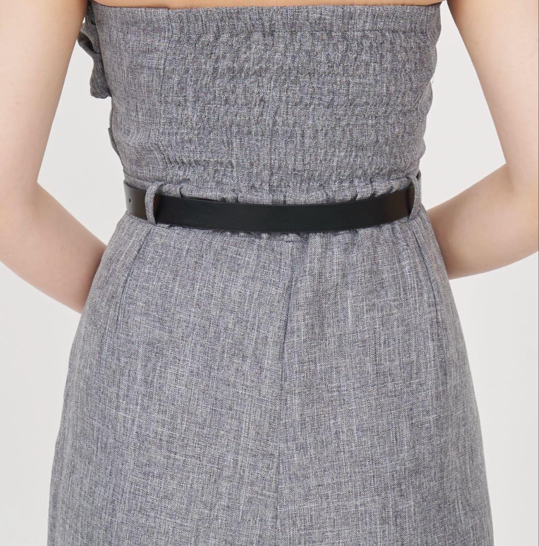 【 Party】ベルト付タックベアオールインワン　グレー