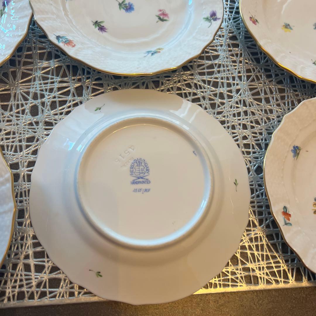 17 ヘレンド　小花 パン皿　プレートセット 6枚