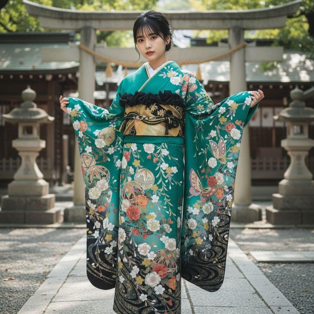 振袖フルセット(7点)・古典柄・やまと誂製・金彩加工・胴裏正絹・正絹