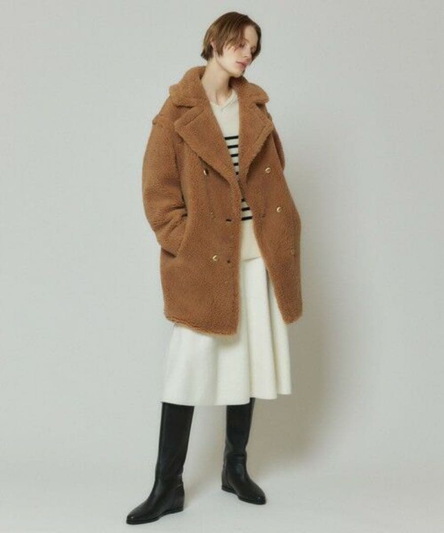 アルアバイル ウールMIXボアピーコート ファー コート