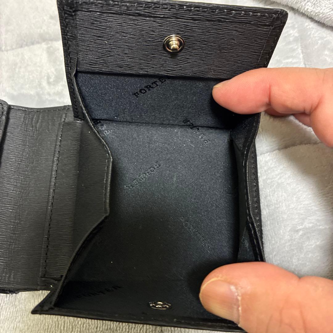 【最終価格】ポーター二つ折り財布 美品カレントレザー ロゴプレート ブラック