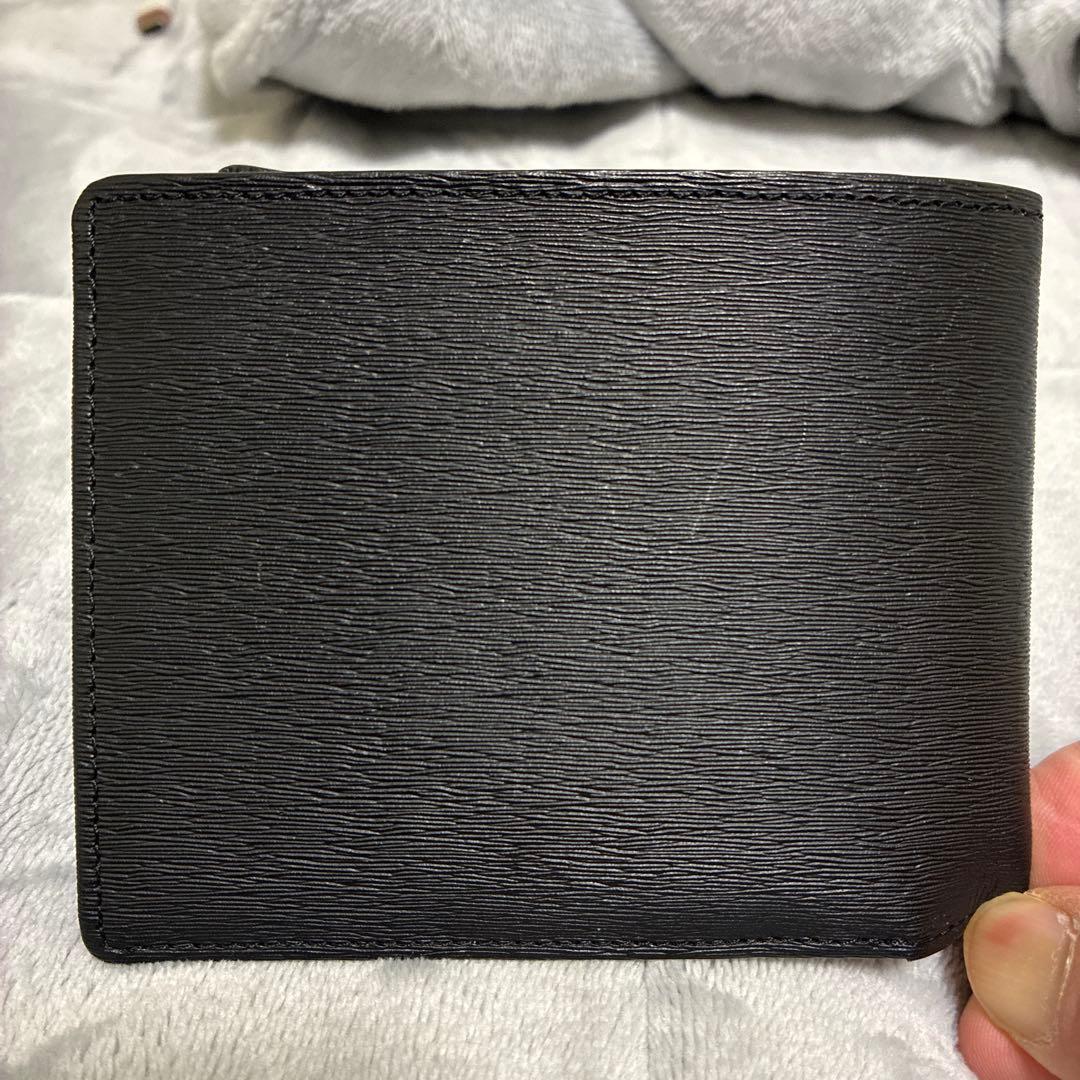 【最終価格】ポーター二つ折り財布 美品カレントレザー ロゴプレート ブラック