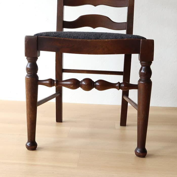 アンティーク　ハイバック　ダイニングチェア　ろくろ脚　オーク材　レトロ