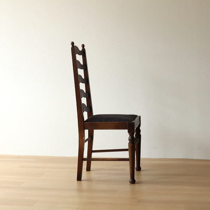 アンティーク　ハイバック　ダイニングチェア　ろくろ脚　オーク材　レトロ