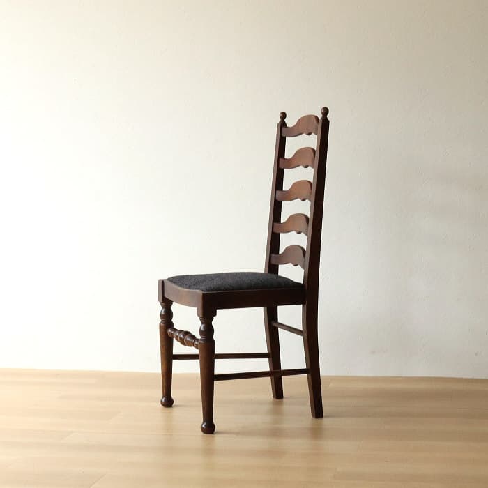 アンティーク　ハイバック　ダイニングチェア　ろくろ脚　オーク材　レトロ