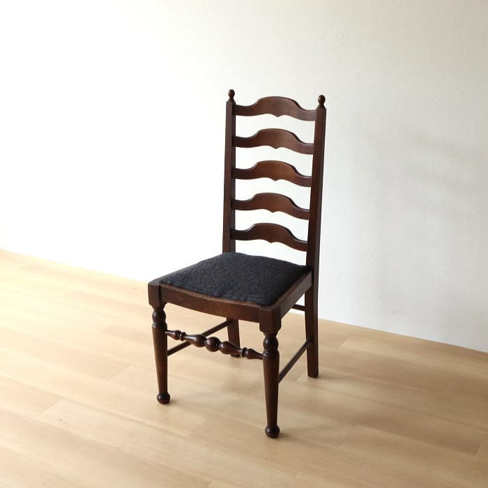アンティーク　ハイバック　ダイニングチェア　ろくろ脚　オーク材　レトロ