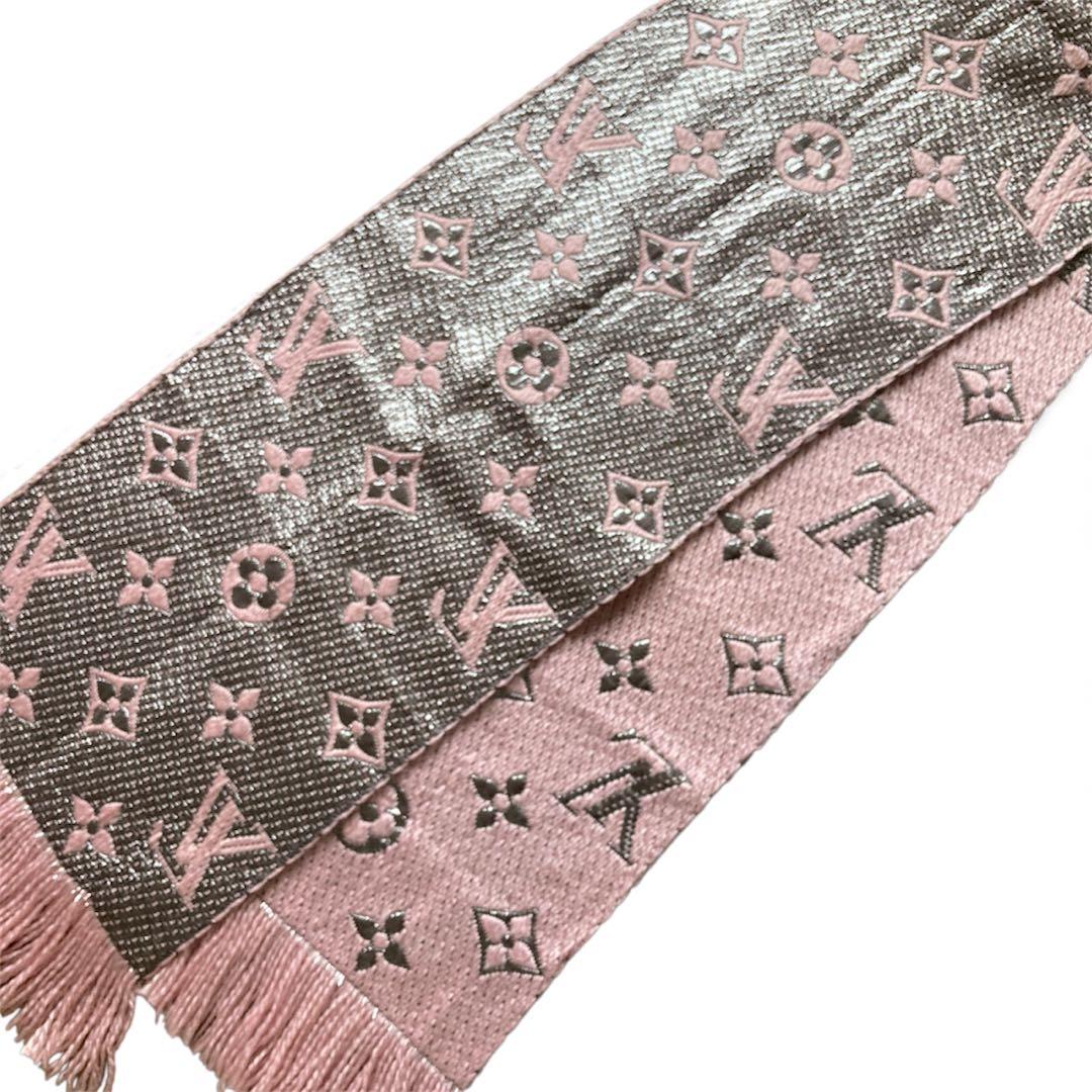 美品LOUISVUITTON エシャルプ ロゴマニア シャイン ローズバレリーヌ