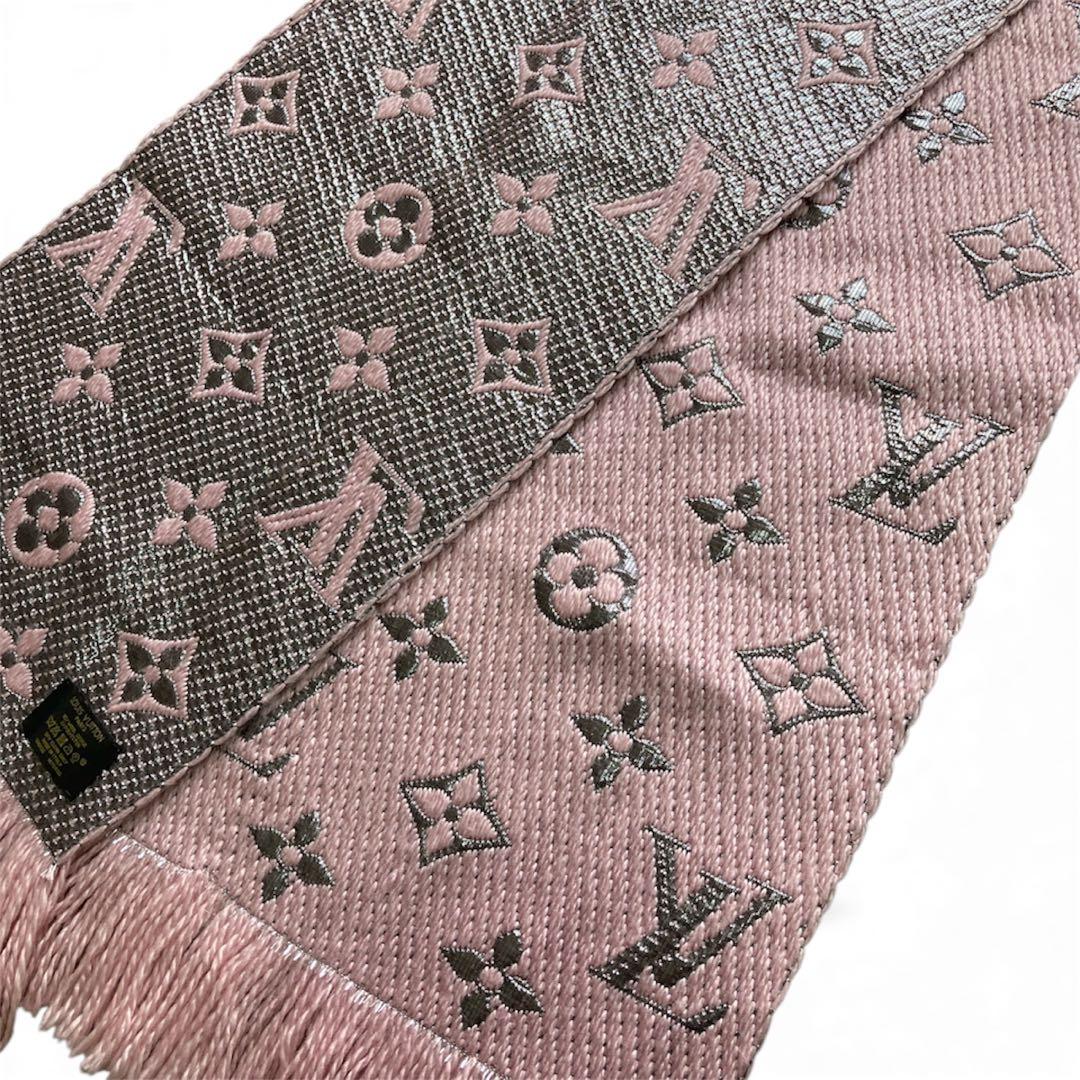 美品LOUISVUITTON エシャルプ ロゴマニア シャイン ローズバレリーヌ