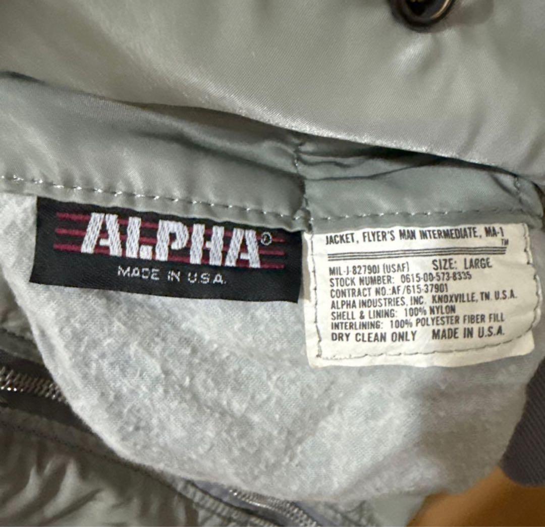 ALPHA INDUSTRIES 80s 三本タグMA-1 シルバー