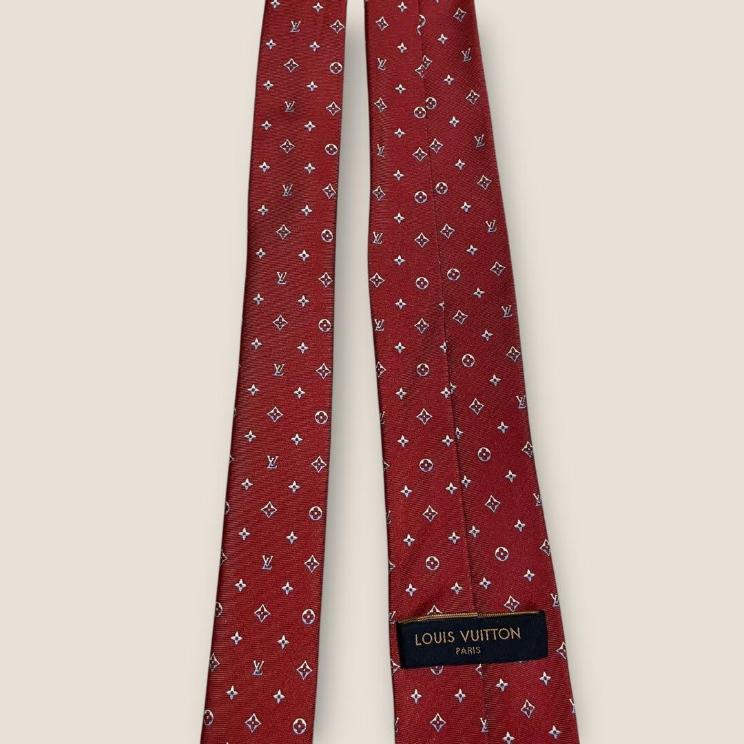 LOUIS VUITTON ルイヴィトン ネクタイ 赤 モノグラム シルク 箱付