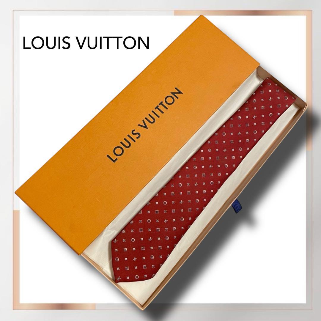 LOUIS VUITTON ルイヴィトン ネクタイ 赤 モノグラム シルク 箱付