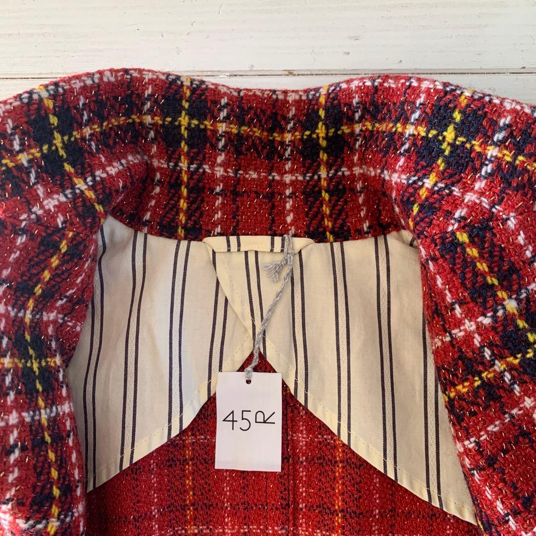 45R45rpmテーラードジャケットMチェック　ウール　新品未使用　サイズ 2