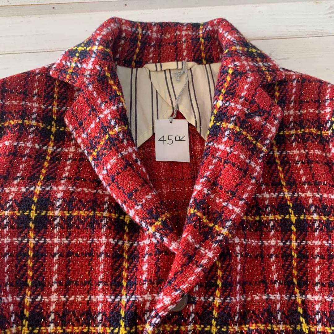 45R45rpmテーラードジャケットMチェック　ウール　新品未使用　サイズ 2