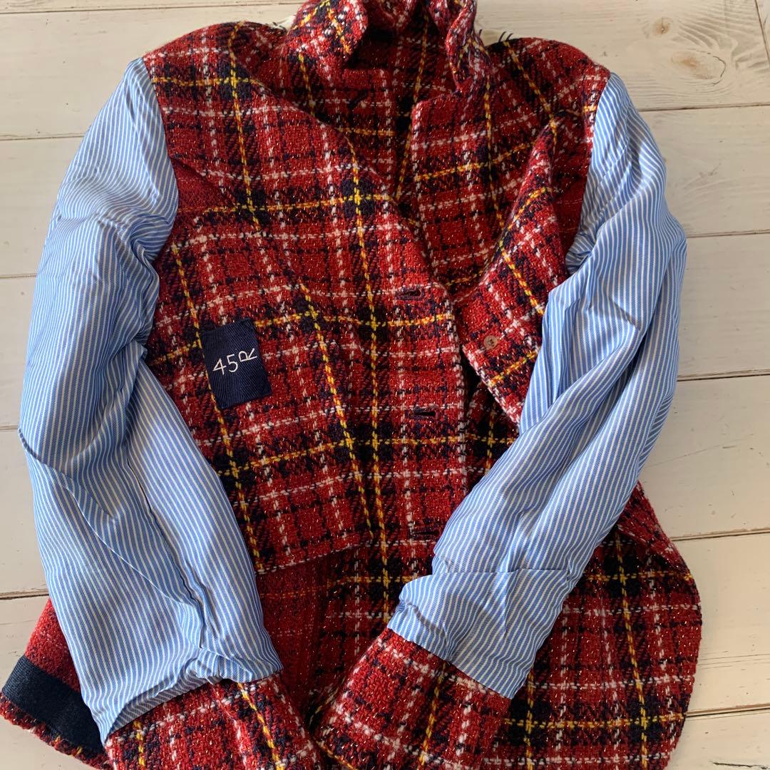 45R45rpmテーラードジャケットMチェック　ウール　新品未使用　サイズ 2