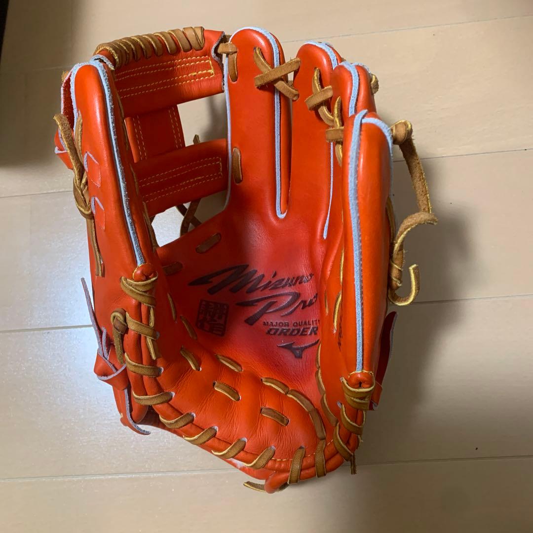 最最最終値下げ！！ミズノプロ　 軟式グローブ オレンジ　耕作印入り